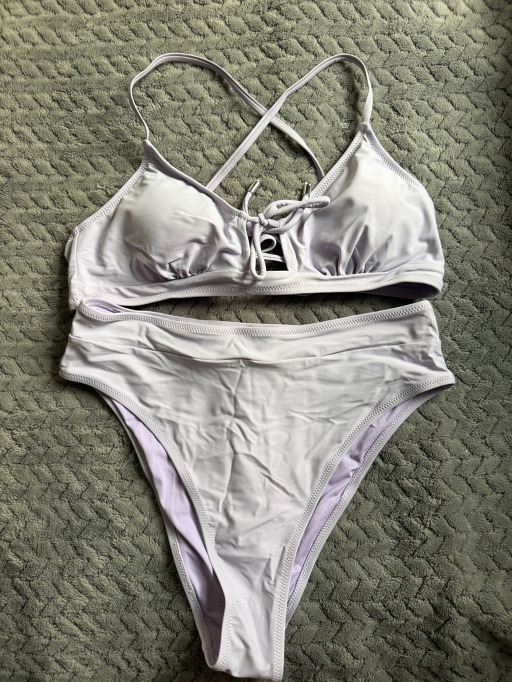 Cupshe Light Lavender Lace-Up Bikini Set